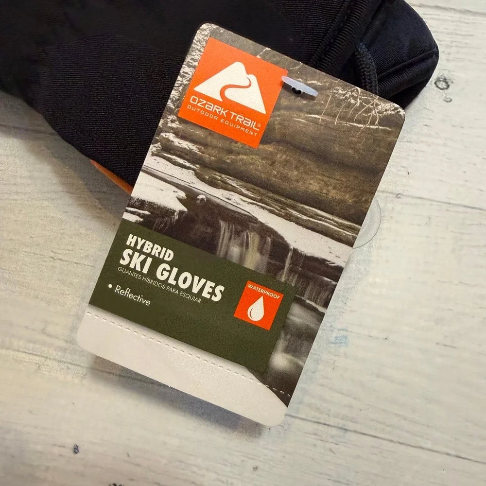 Ozark Trail boys winter hybrid ski gloves black and orange L/XL NEW‎